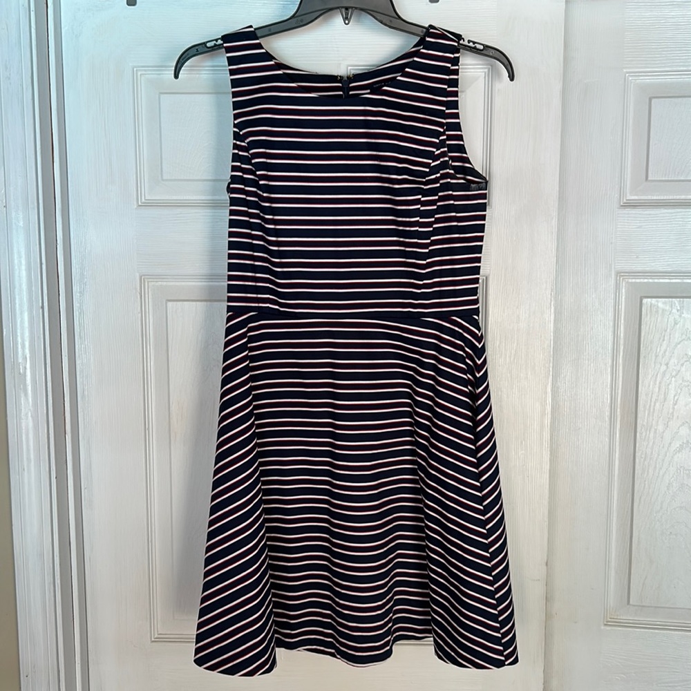 Tommy Hilfiger Red & Navy Blue Fit and Flare Dress